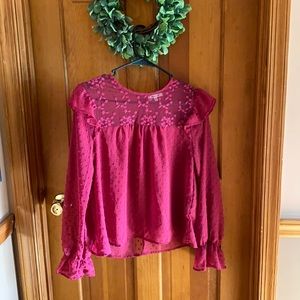 Super cute sheer raspberry blouse